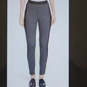 EILEEN FISHER STRETCH ORGANIC COTTON TWEED LEGGINGS CONTRAST PANELS sz XXS